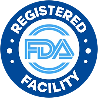 Registered FDA facility roundel, a statement about the plant